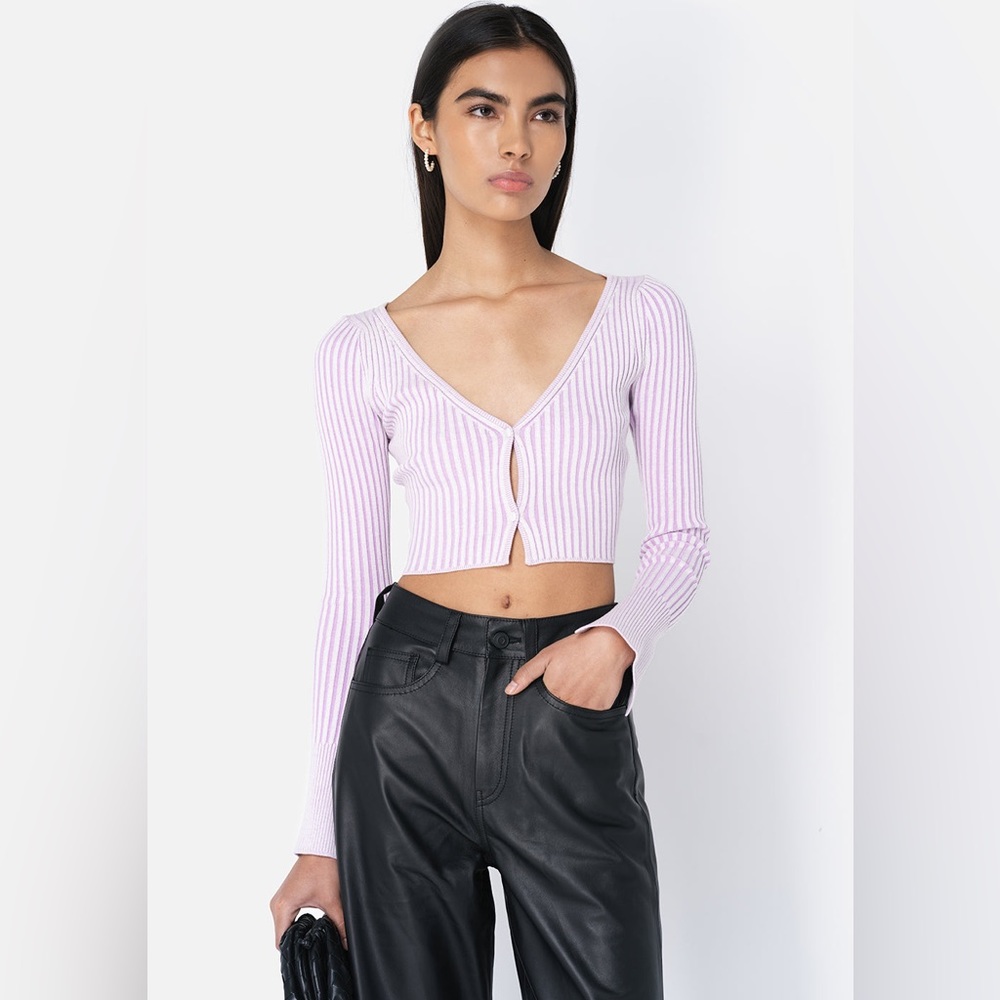 NWT John Elliot PIPER SILK RIB CROPPED CARDIGAN S